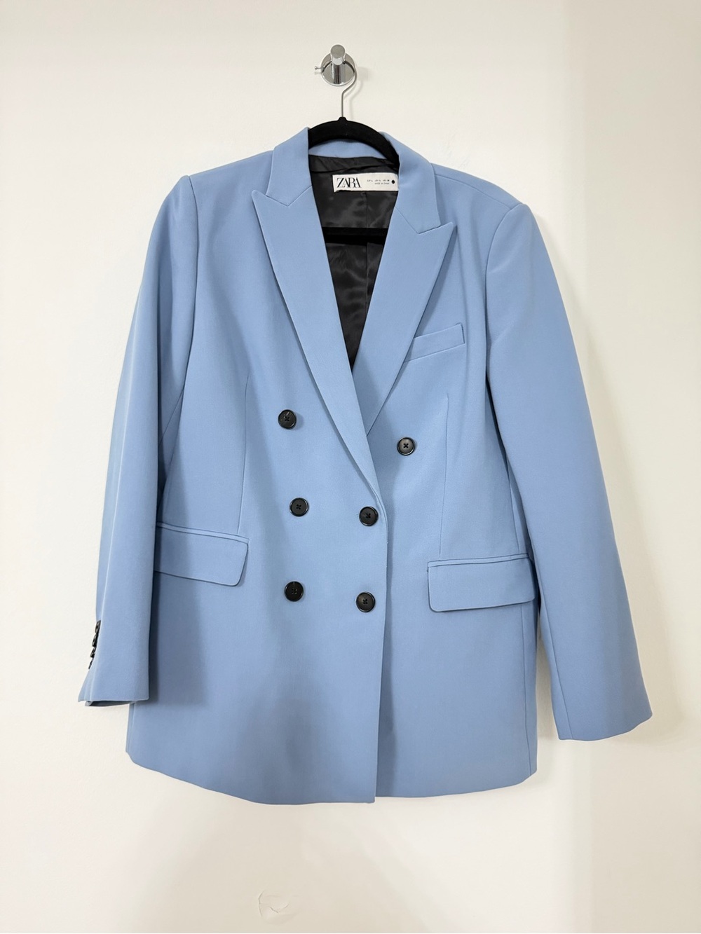 Zara Pastel Blue Double-Breasted Blazer